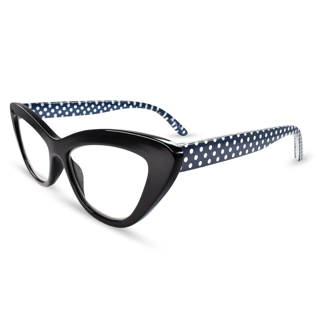 Women Polka Dots Cat Eye Blue Light Reading Glasses | 2SeeLife display picture 1