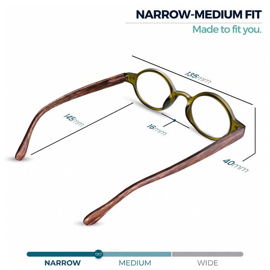 Small Round Reading Glasses for Narrow Faces | R-415