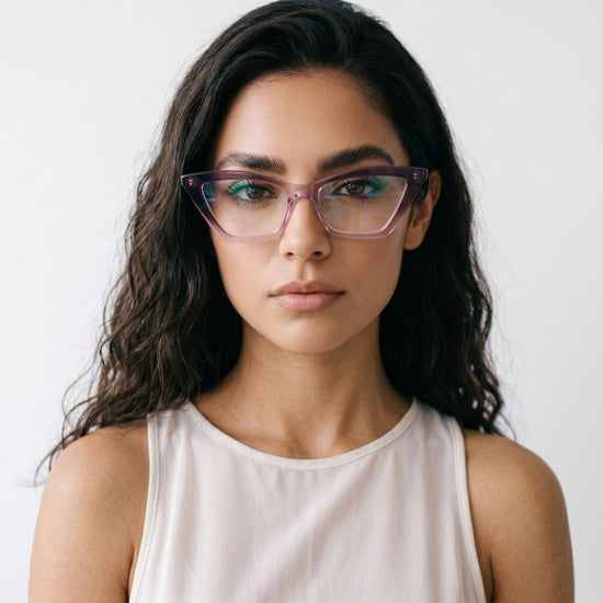 Clear purple cat eye reading glasses for women – product photo 2 | R-703