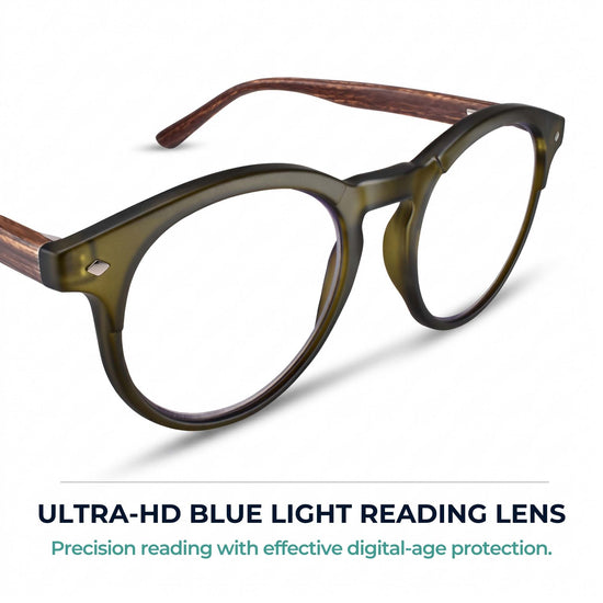 Large Round Blue Light Reading Glasses for Men & Women | R-729P