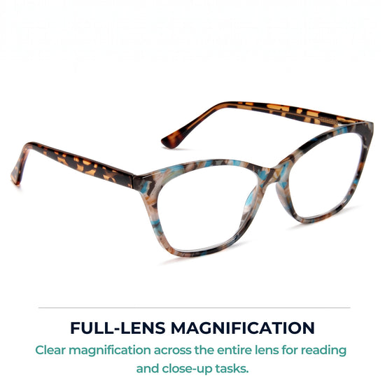 Rose-blue tortoise modern cat eye reading glasses for women – product photo 5 | R-882