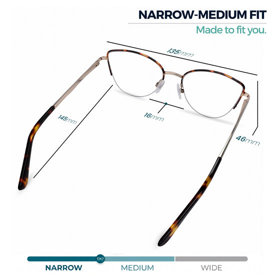 Tortoise metal cat eye reading glasses for women – product photo 4 | R-914