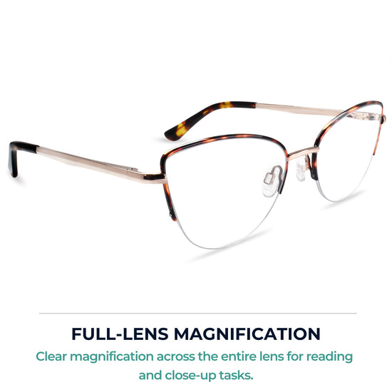 Tortoise metal cat eye reading glasses for women – product photo 5 | R-914