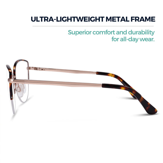 Tortoise metal cat eye reading glasses for women – product photo 6 | R-914