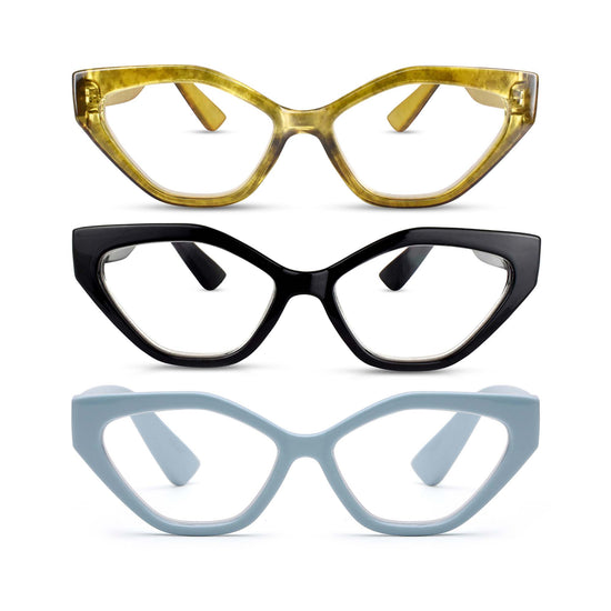 3-Pack Funky Cat Eye Reading Glasses for Women | M-805