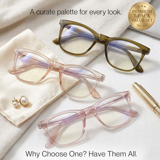 3-Pack Clear Frame Blue Light Reading Glasses | M-771P