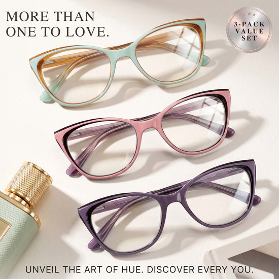 3-Pack Vivid Cat Eye Reading Glasses for Women | M-934