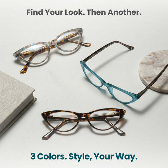3-Pack Colorful Cat Eye Reading Glasses for Women | M-806