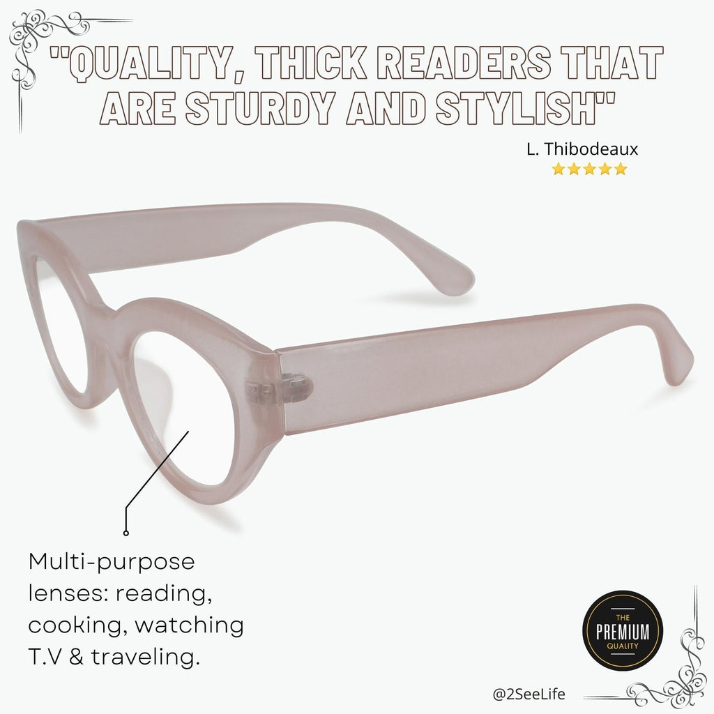 Retro Oversized Cat Eye Reading Glasses Oval Thick Frame- 2seelife