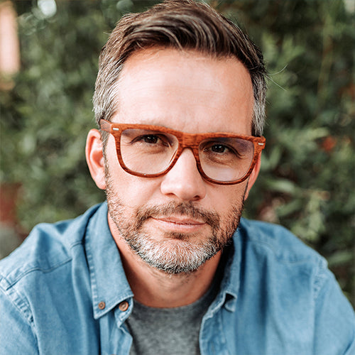 men wearing wood brown reading glasses