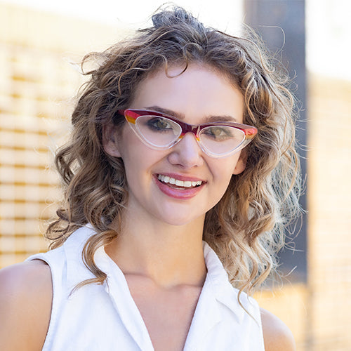 Striped red reading glasses 