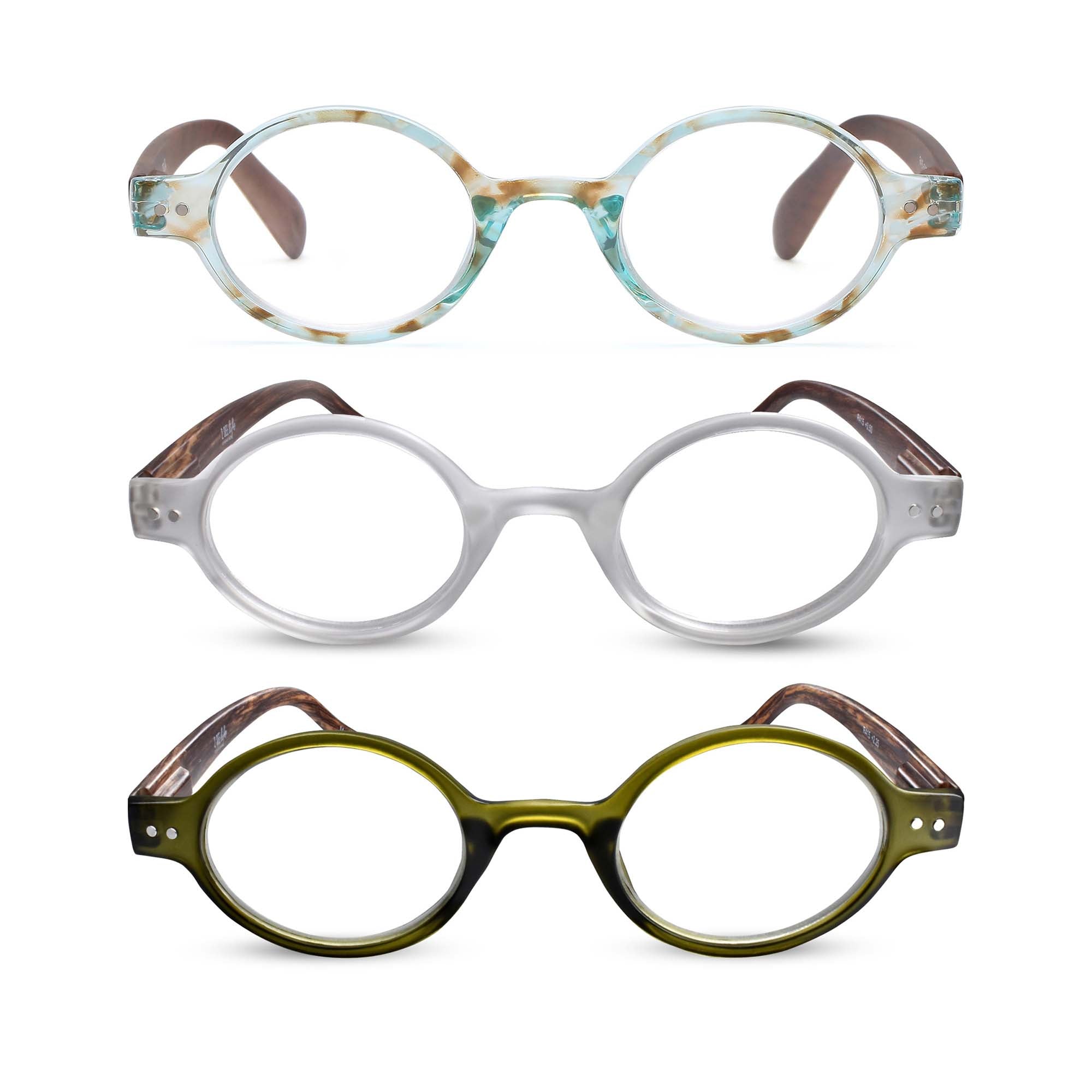 3-Pack Small Round TR-90 Reading Glasses for Men & Women | M-415