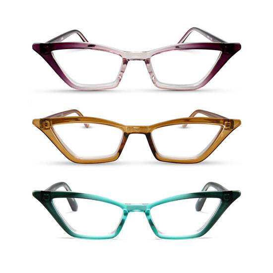 3-Pack Funky Cat Eye Reading Glasses for Women | M-703