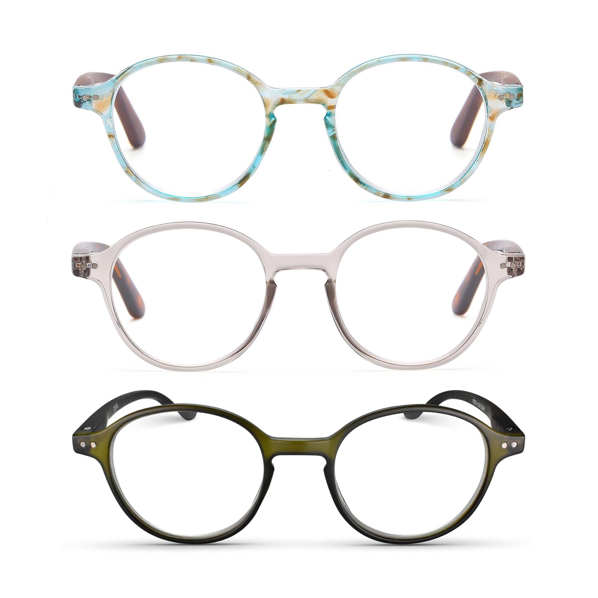 3-Pack Premium Retro Round Reading Glasses for Men & Women  | M-726