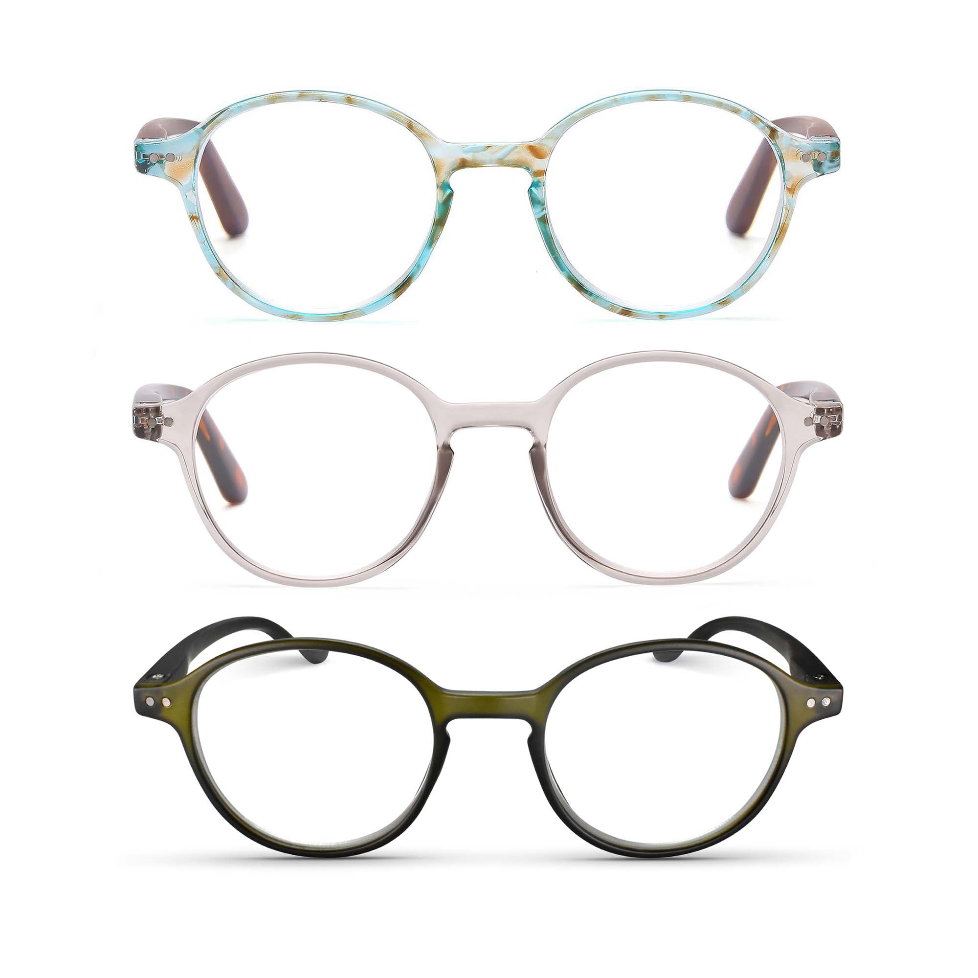 3-Pack Premium Retro Round Reading Glasses for Men & Women  | M-726