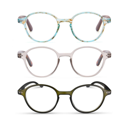 3-Pack Retro Round Reading Glasses for Men & Women | M-726