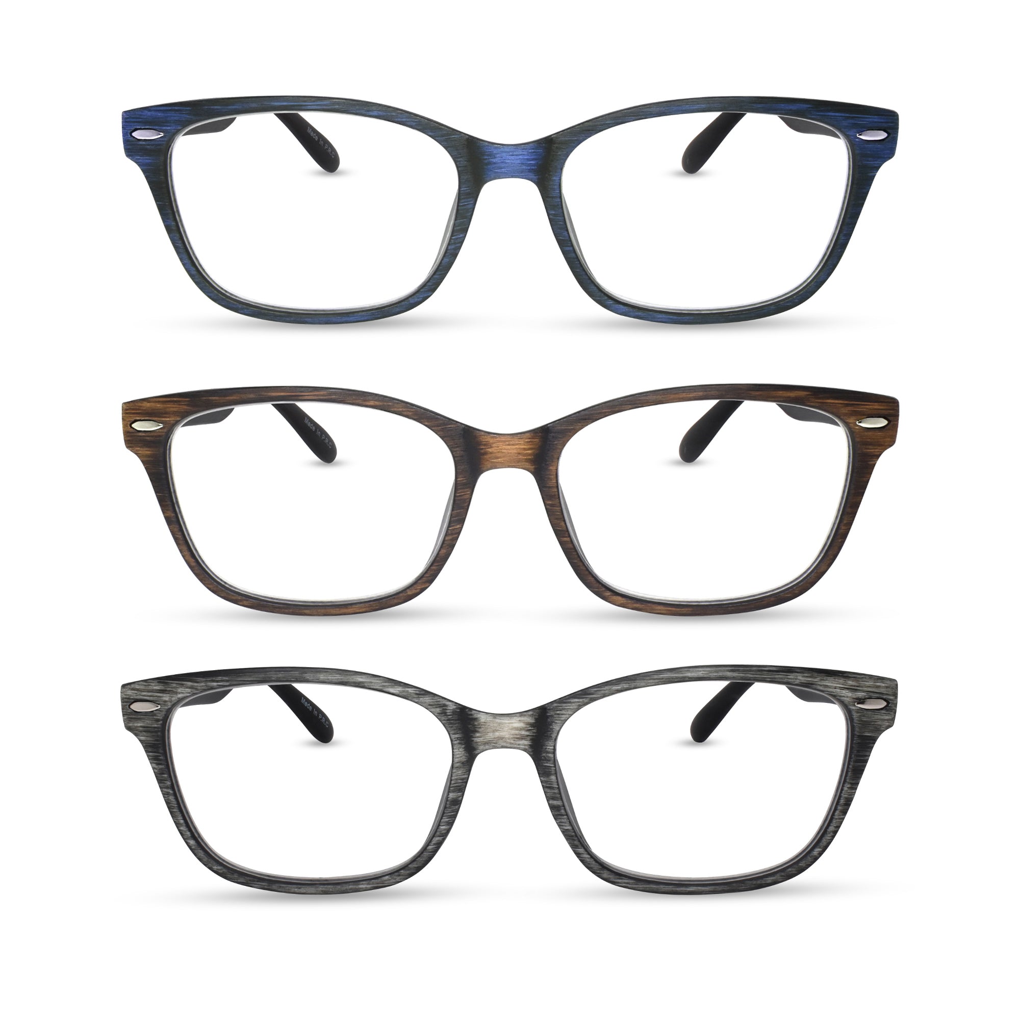 3-Pack Premium TR-90 Wooden Texture Stylish Reading Glasses for Men | M-784