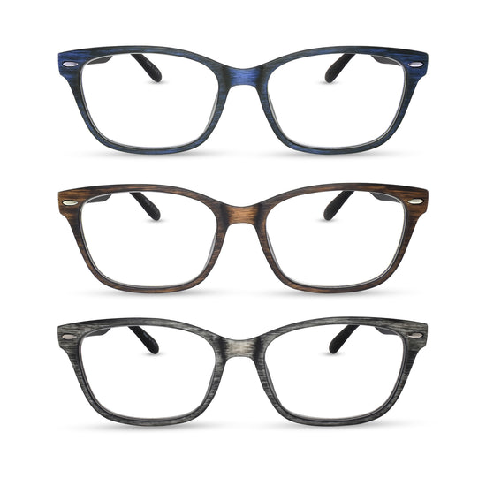 3-Pack Wood-Look Reading Glasses for Men | M-784