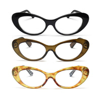 3-Pack Retro Oval Cat Eye Reading Glasses for Women | M-803