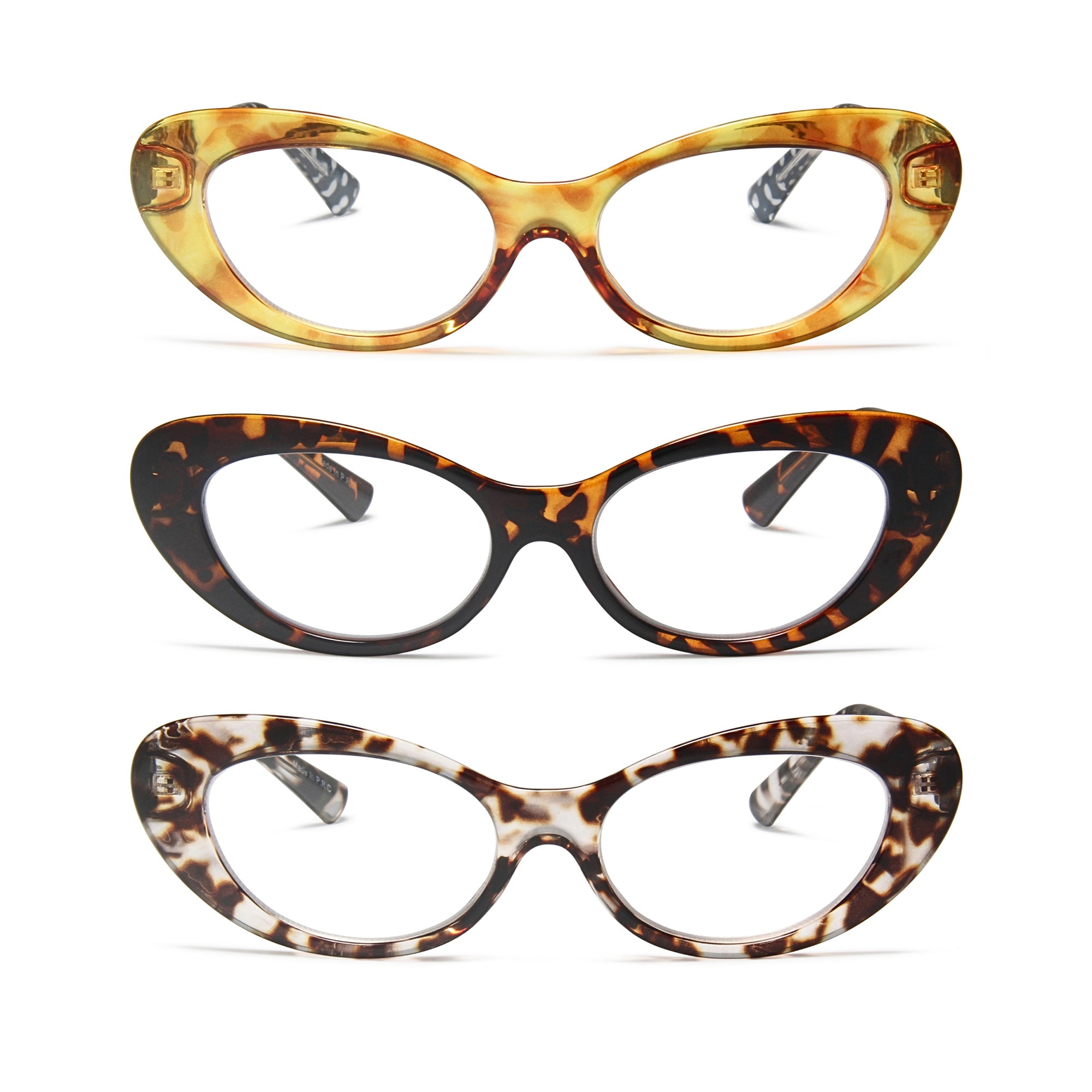 3-Pack Retro Oval Cat Eye Reading Glasses for Women | M-803