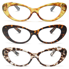 Retro Oval Cat Eye Reading Glasses - 3-Pack for Women | M-803