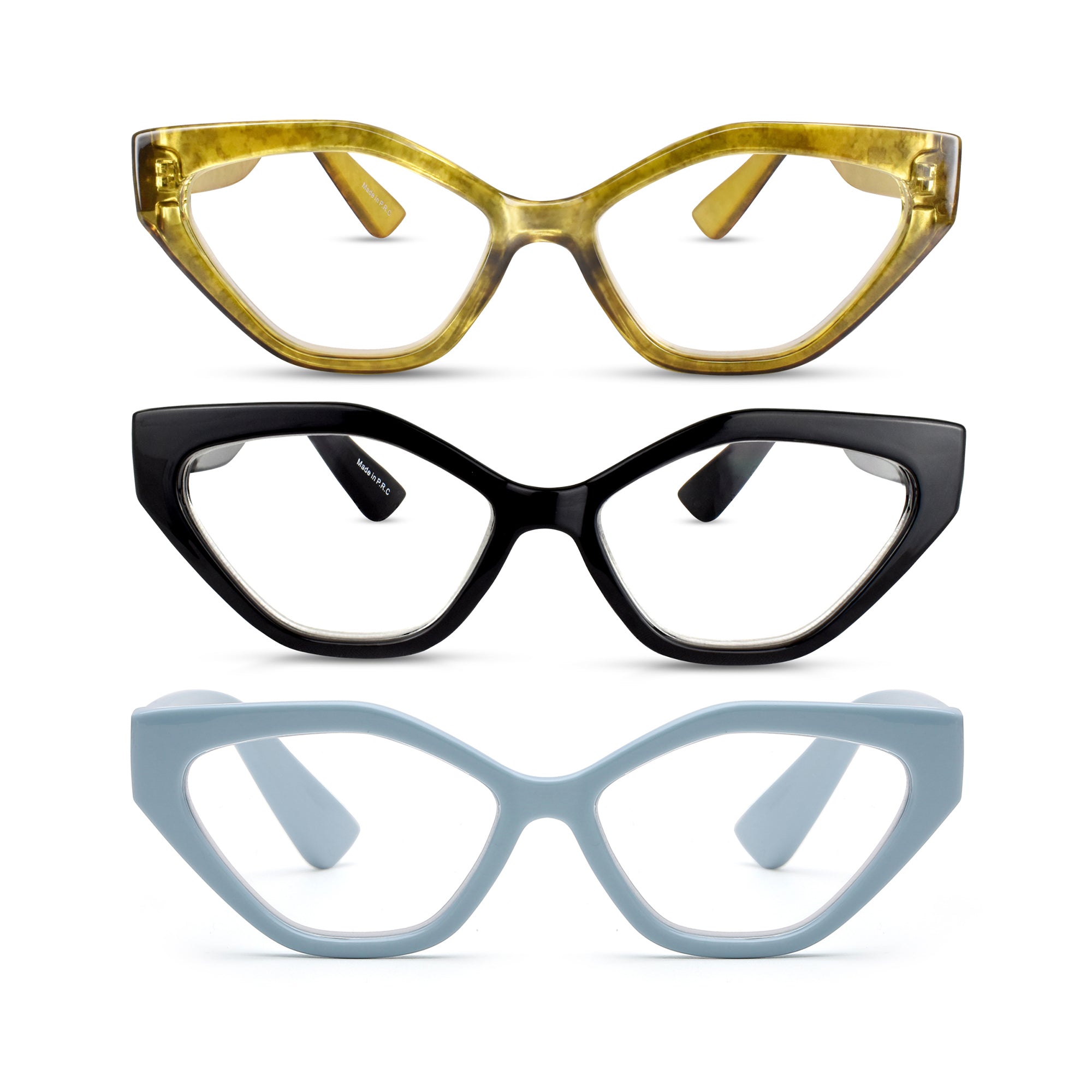 3-Pack Premium TR-90 Funky Cat Eye Reading Glasses for Women | M-805