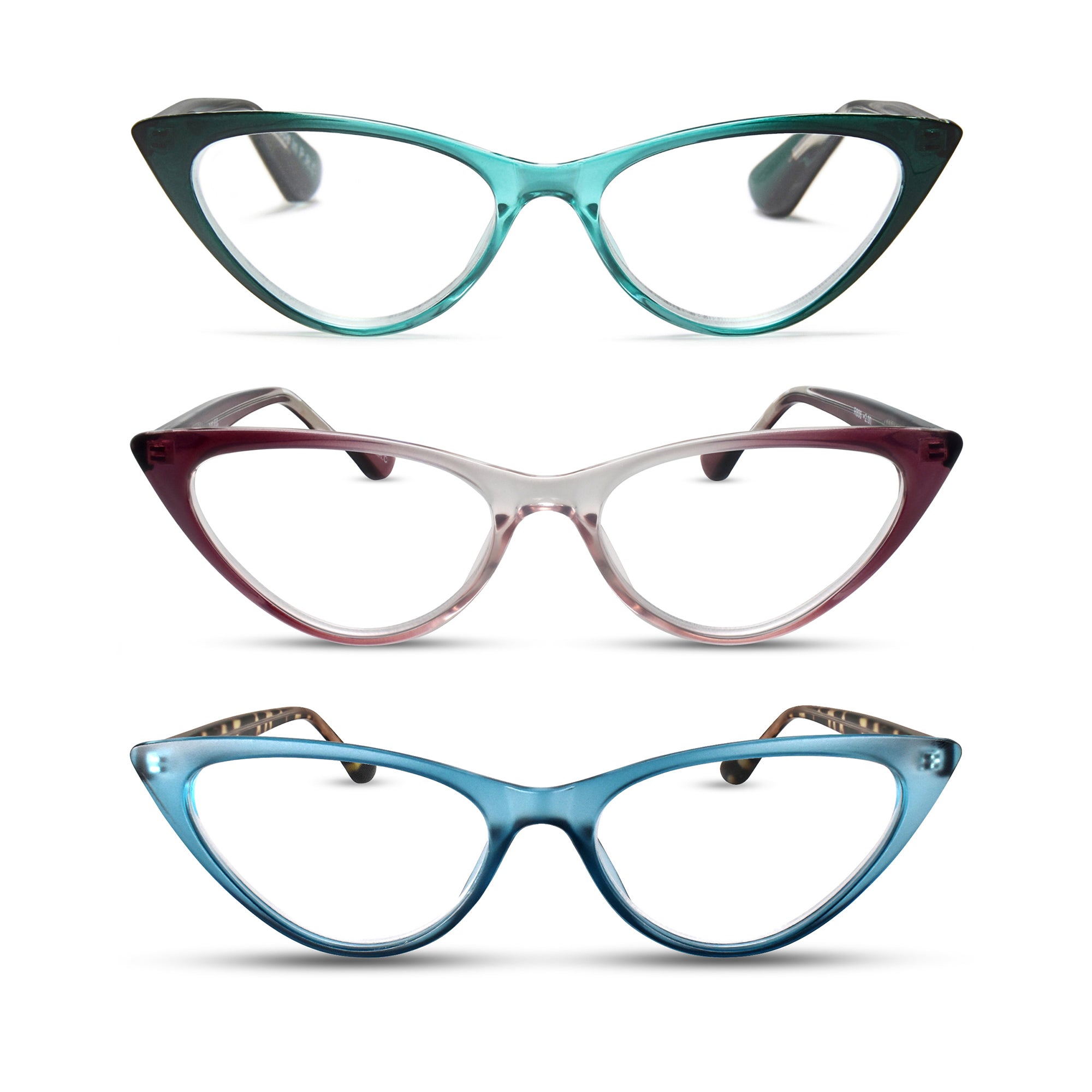 3-Pack Funky Cat Eye Reading Glasses for Women | M-806