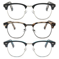 3-Pack Square Wire Blue Light Reading Glasses | M-827P