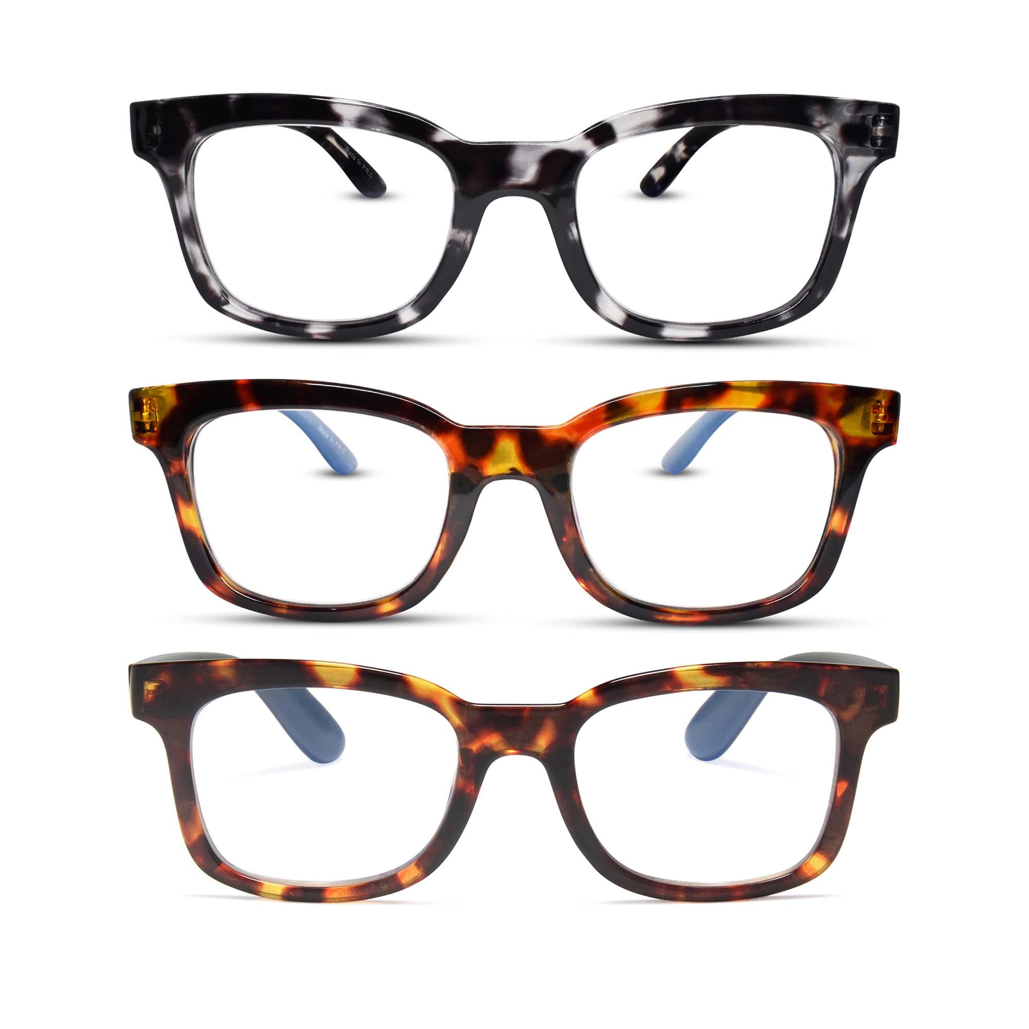 3-Pack Large Tortoiseshell Anti Blue Light Reading Glasses for Women | M-856P