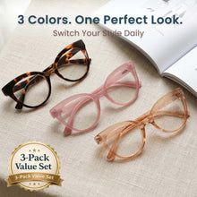 3-Pack Horn-Rim Cat Eye Reading Glasses for Women | M-694