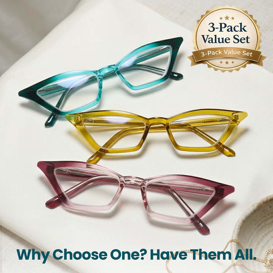 3-Pack Funky Cat Eye Reading Glasses for Women | M-703