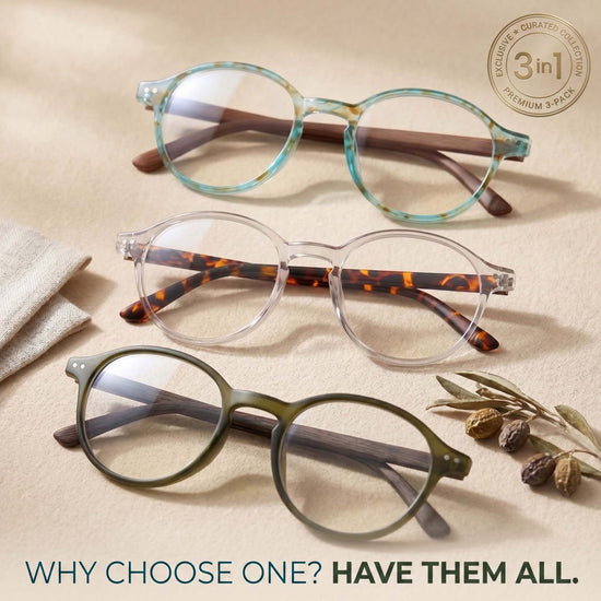 3-Pack Retro Round Reading Glasses for Men & Women | M-726