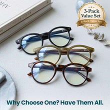 3-Pack Premium TR-90 Large Round Anti Blue-Light Reading Glasses Men & Women | M-729P
