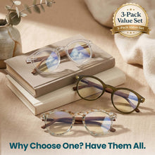 3-Pack Premium TR-90 Large Round Anti Blue-Light Reading Glasses Men & Women | M-729P