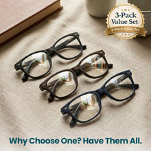3-Pack Premium TR-90 Wooden Texture Stylish Reading Glasses for Men | M-784