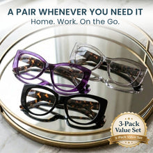 3-Pack Vogue Oversized Cat Eye Reading Glasses for Women | M-867