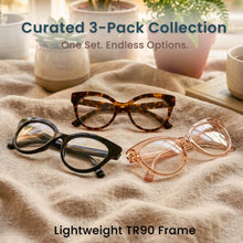 3-Pack Premium TR-90 Horn Rim Cat Eye Reading Glasses for Women | M-694