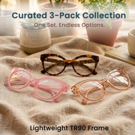 3-Pack Horn-Rim Cat Eye Reading Glasses for Women | M-694