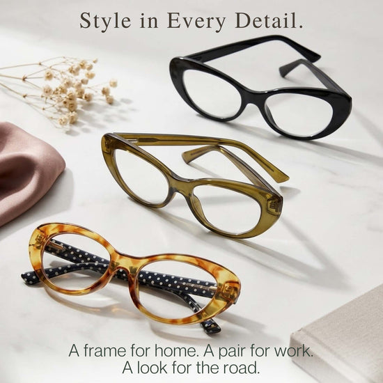 3-Pack Retro Oval Cat Eye Reading Glasses for Women | M-803