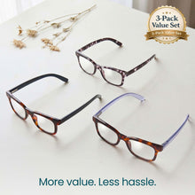 3-Pack Large Tortoiseshell Anti Blue Light Reading Glasses for Women | M-856P