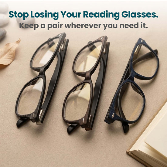 3-Pack Wood-Look Reading Glasses for Men | M-784