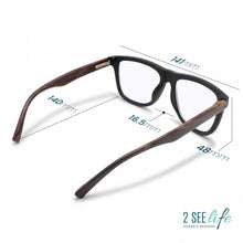 Premium matte black & wood TR-90 blue light blocking reading glasses for men – alternate front view | R-728P