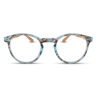 Aqua color round reading glasses