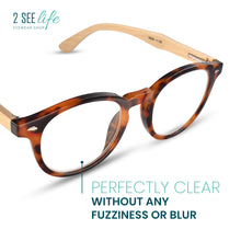 Tortoise Round Bamboo Frame Readers