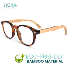 Round Bamboo Frame Reading Glasses in Tortoise Made of Eco-friendly Bamboo Material