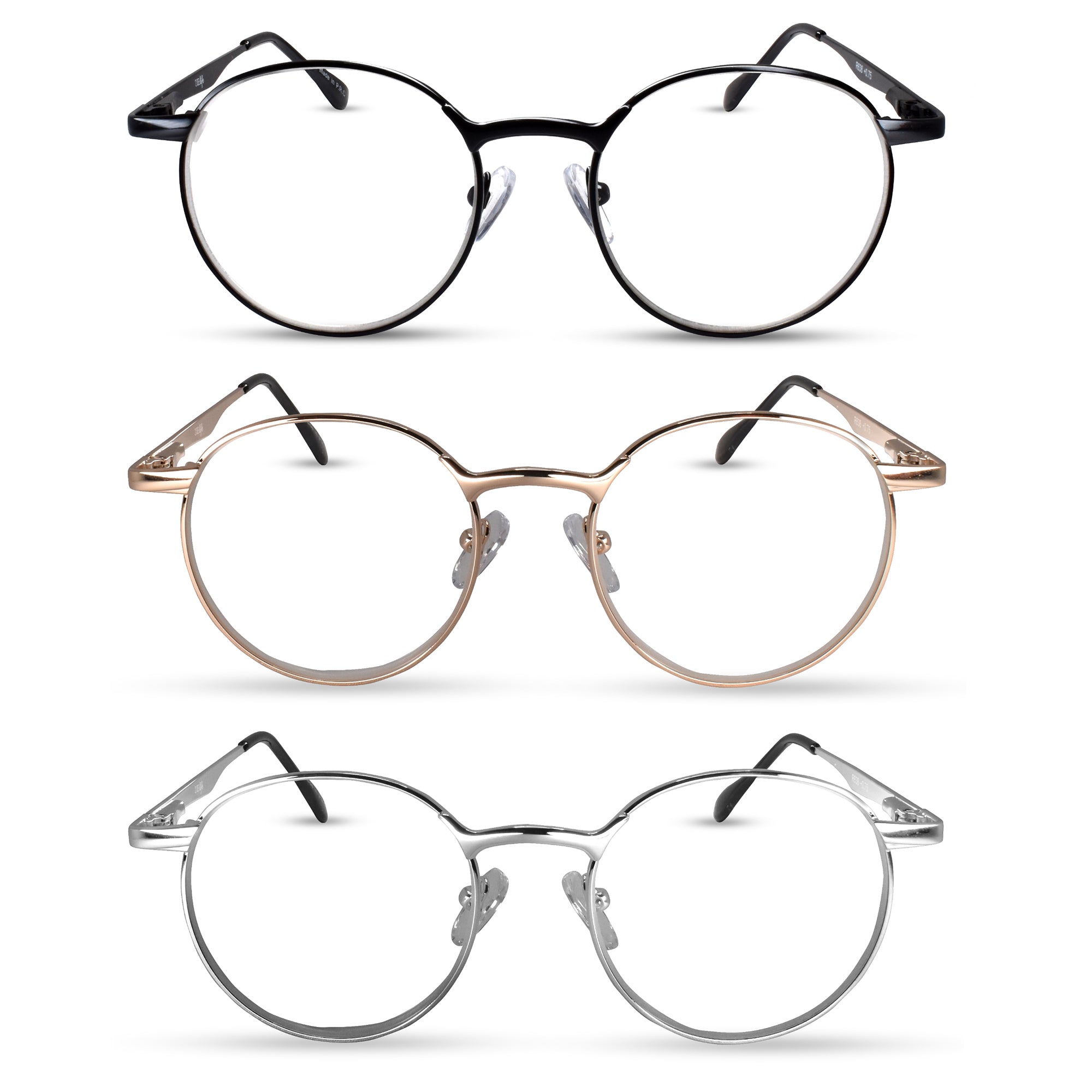 3-Pack Metal Wire Rim Round Reading Glasses for Men & Women | M-638