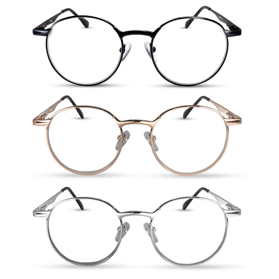 3-Pack Round Wire-Rim Reading Glasses | M-638