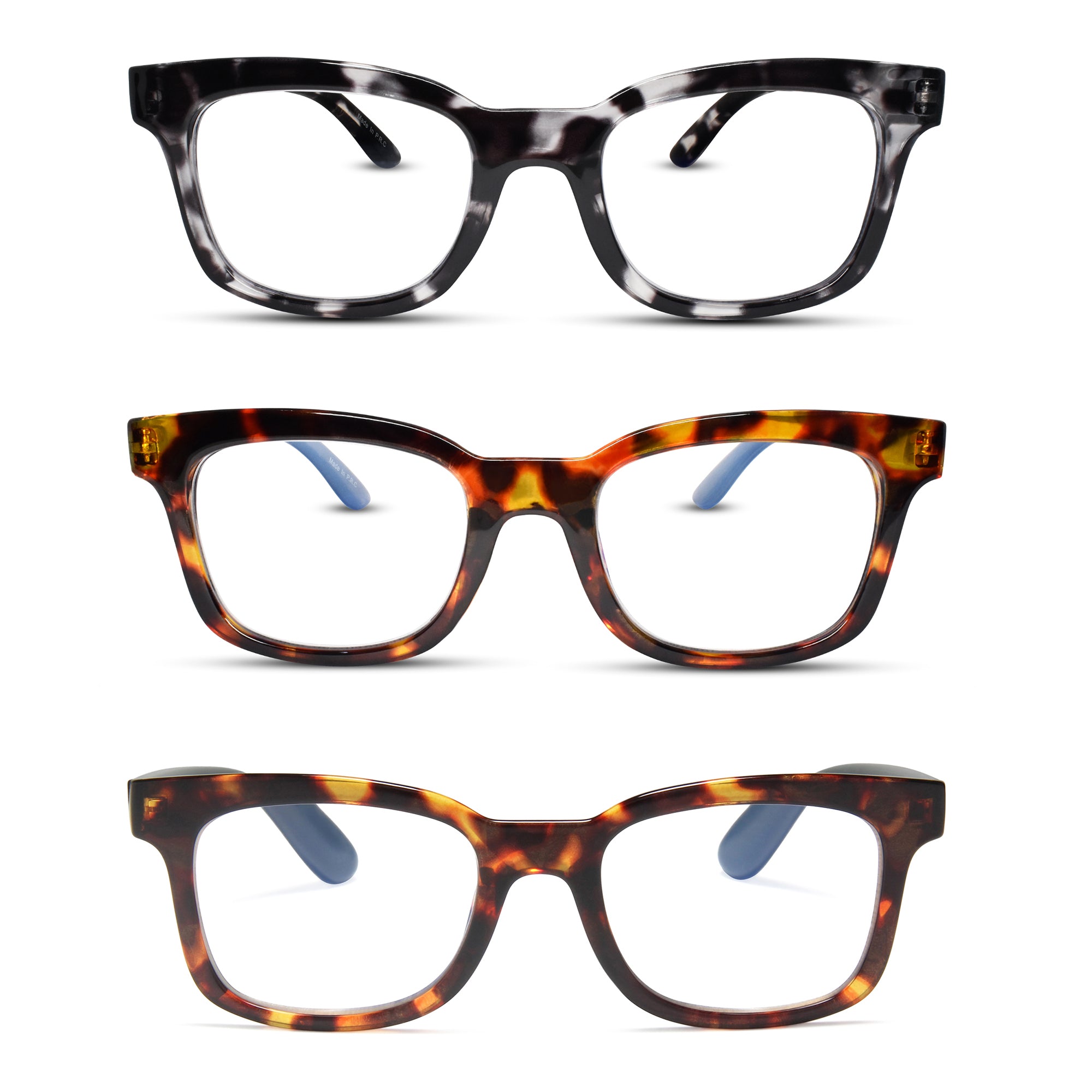 3-Pack Large Tortoiseshell Anti Blue Light Reading Glasses for Women | M-856P