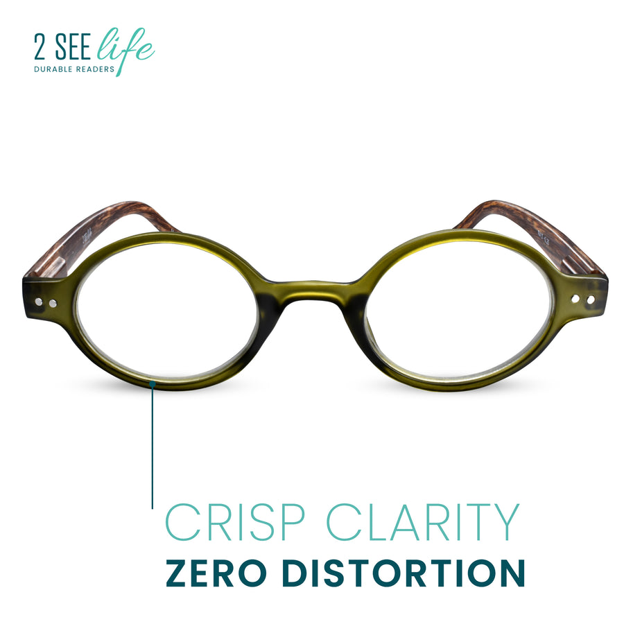 Retro Small Round Reading Glasses For Men & Women - Magnification +1.5 To +3.5, Clear Lens