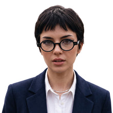 2SeeLife R-415P round blue light reading glasses, Shiny Black